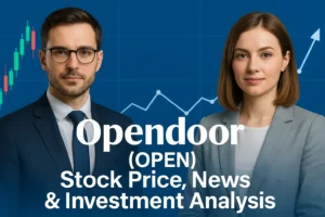 Opendoor Technologies Inc (OPEN) stock price and news analysis 2025 – Professional business man and woman with financial charts