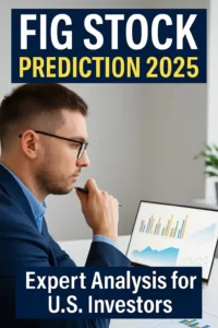 U.S. investor analyzing FIG stock prediction for 2025 with graphs and charts